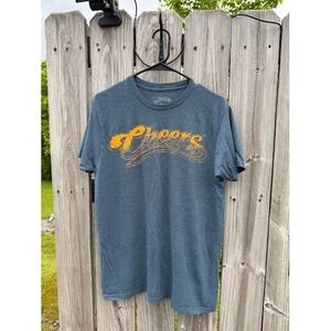 Cheers TV Show Graphic Tee Mens Medium Heather Blue Yellow Distressed Logo Shirt